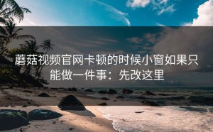 蘑菇视频官网卡顿的时候小窗如果只能做一件事：先改这里