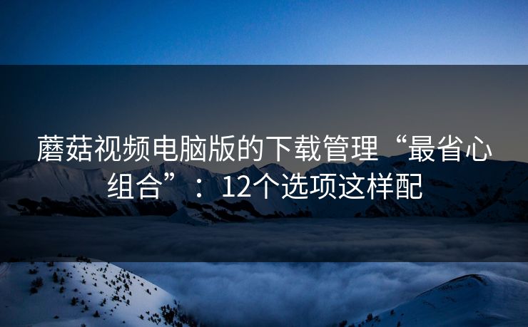 蘑菇视频电脑版的下载管理“最省心组合”：12个选项这样配