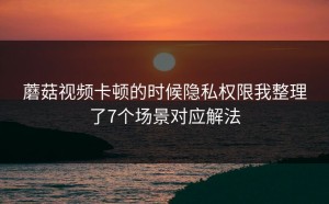蘑菇视频卡顿的时候隐私权限我整理了7个场景对应解法
