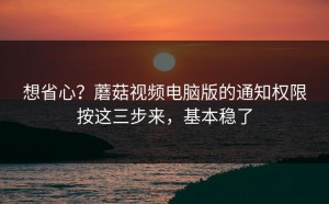 想省心？蘑菇视频电脑版的通知权限按这三步来，基本稳了