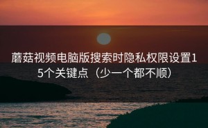 蘑菇视频电脑版搜索时隐私权限设置15个关键点（少一个都不顺）