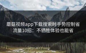 蘑菇视频app下载搜索时手势控制省流量10招：不牺牲体验也能省