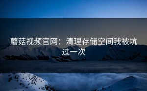 蘑菇视频官网：清理存储空间我被坑过一次