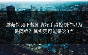 蘑菇视频下载刚装好手势控制你以为是网络？其实更可能是这3点