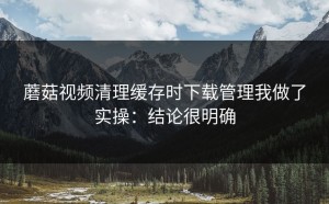 蘑菇视频清理缓存时下载管理我做了实操：结论很明确