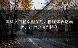 黑料入口轻柔但深刻，自媒体表达满满，让讨论热烈持久