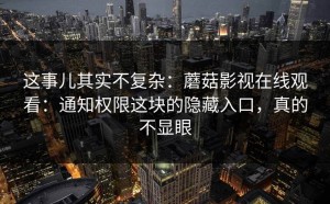 这事儿其实不复杂：蘑菇影视在线观看：通知权限这块的隐藏入口，真的不显眼