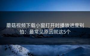 蘑菇视频下载小窗打开时播放进度别怕：最常见原因就这5个