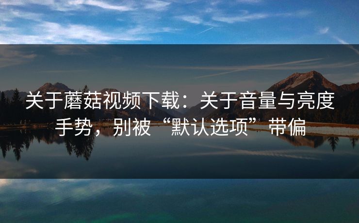 关于蘑菇视频下载：关于音量与亮度手势，别被“默认选项”带偏