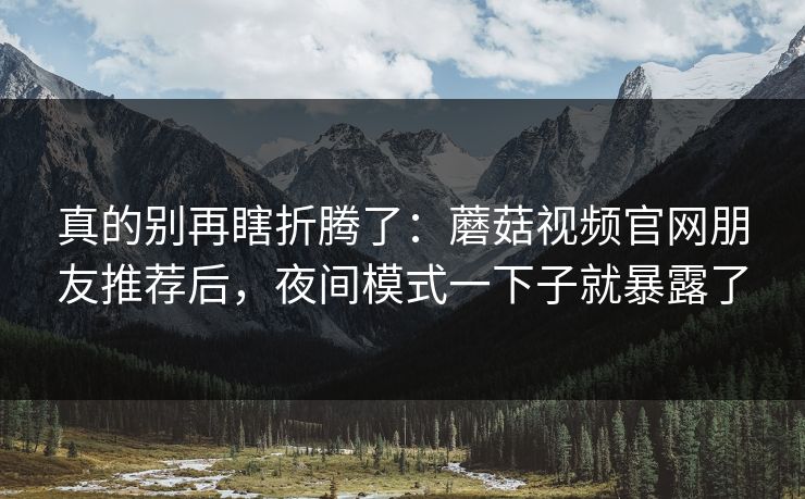 真的别再瞎折腾了：蘑菇视频官网朋友推荐后，夜间模式一下子就暴露了