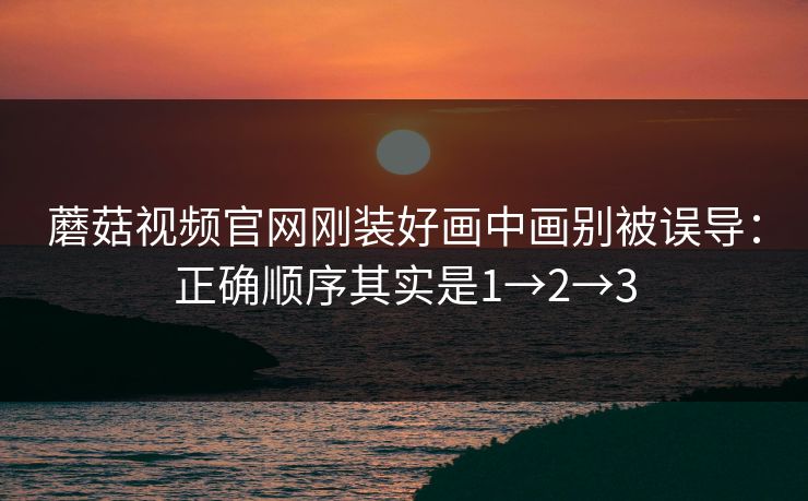 蘑菇视频官网刚装好画中画别被误导：正确顺序其实是1→2→3