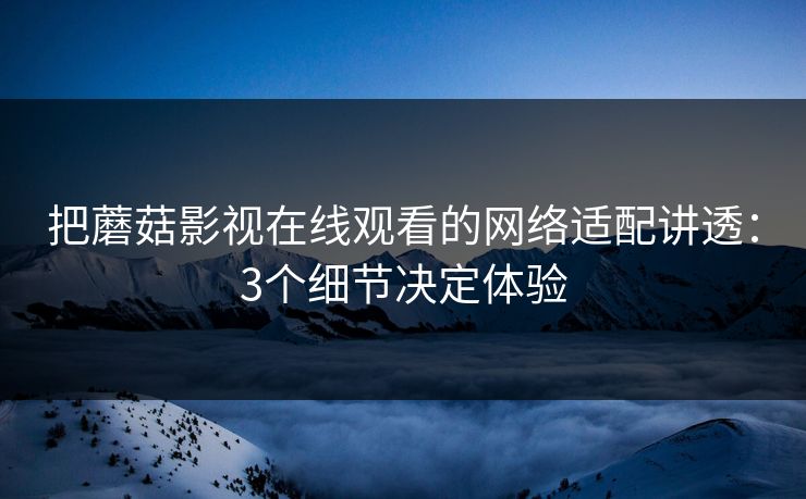 把蘑菇影视在线观看的网络适配讲透：3个细节决定体验