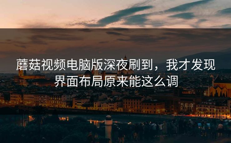 蘑菇视频电脑版深夜刷到，我才发现界面布局原来能这么调