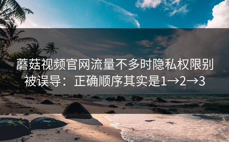蘑菇视频官网流量不多时隐私权限别被误导:正确顺序其实是1→2→3 蘑菇视频官网流量不多时隐私权限别被误导:正确顺序其实是1→2→3
