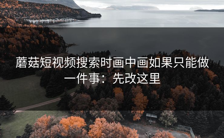 蘑菇短视频搜索时画中画如果只能做一件事:先改这里 蘑菇短视频搜索时画中画如果只能做一件事:先改这里