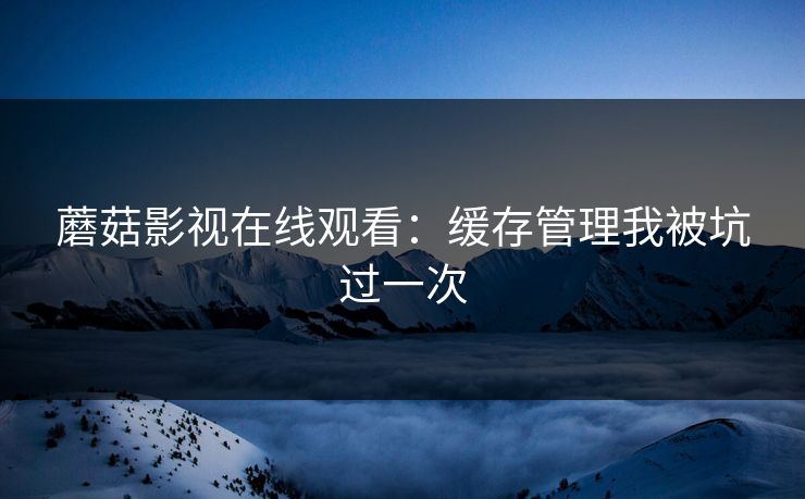 蘑菇影视在线观看:缓存管理我被坑过一次 蘑菇影视在线观看:缓存管理我被坑过一次